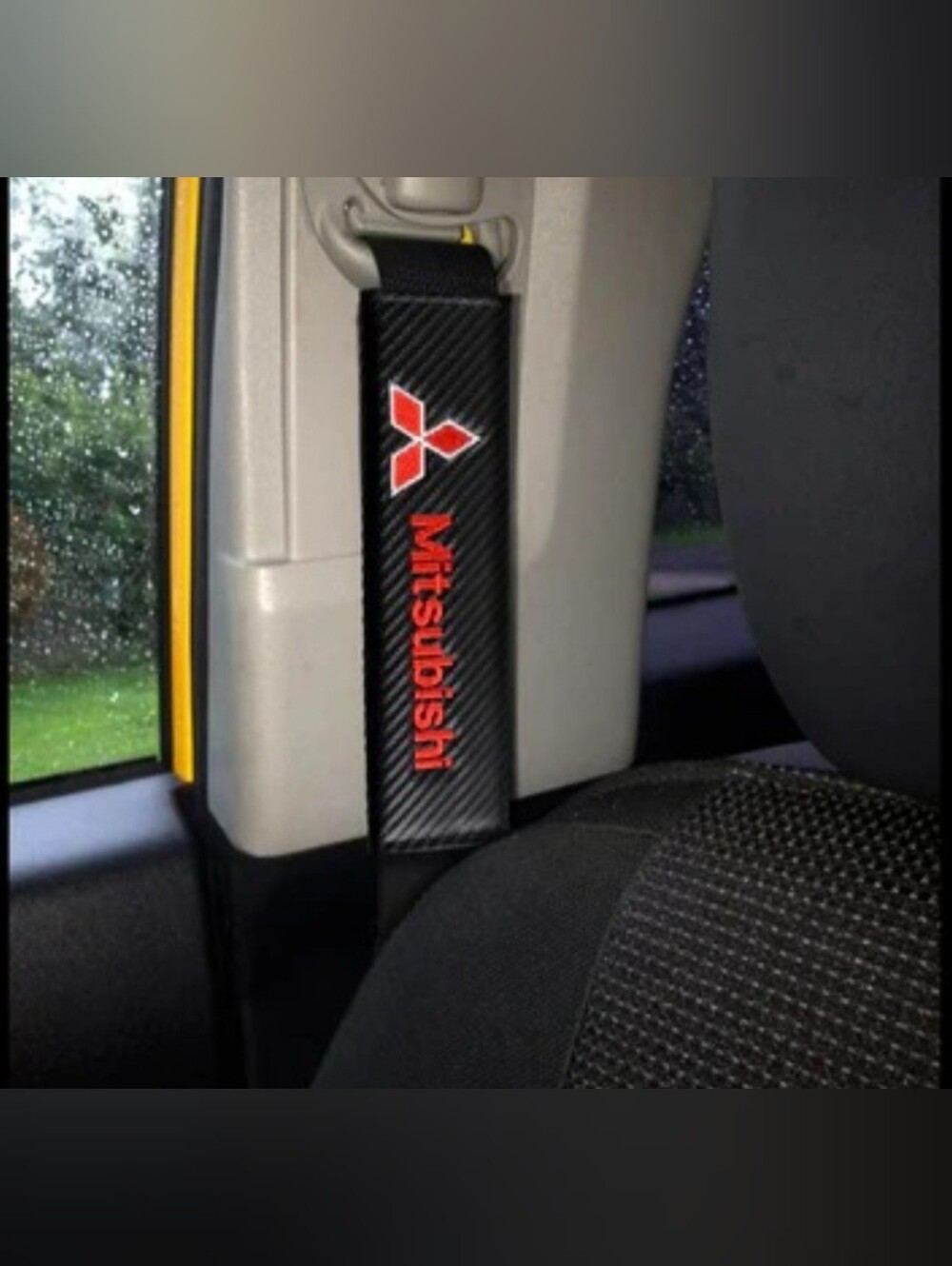 2 Mitsubishi Embroidered Seat Belt Shoulder Pads